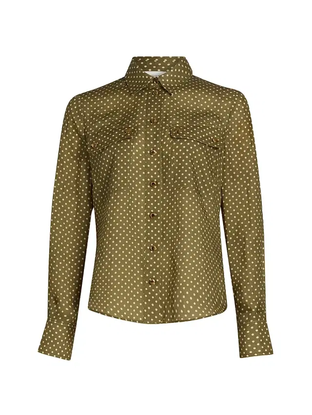 Zimmermann Women's Luna Polka Dot Cargo Shirt - Olive Dot