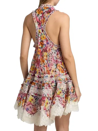 Zimmermann Women's Luna Floral Silk-Linen Shirred Lantern Dress | Thumbnail 5 Zimmermann Women's Luna Floral Silk-Linen Shirred Lantern Dress | Thumbnail 5