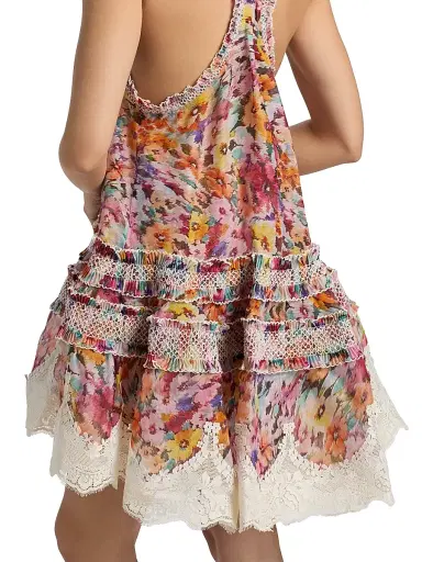 Zimmermann Women's Luna Floral Silk-Linen Shirred Lantern Dress | Thumbnail 6 Zimmermann Women's Luna Floral Silk-Linen Shirred Lantern Dress | Thumbnail 6