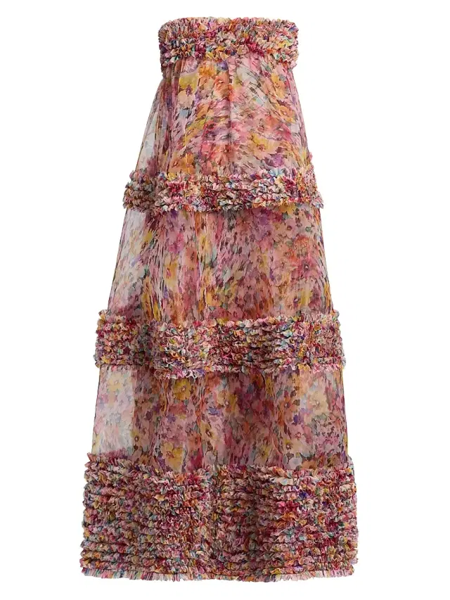 Zimmermann Women's Luna Floral Silk Ruffle Strapless Gown - Multi Floral