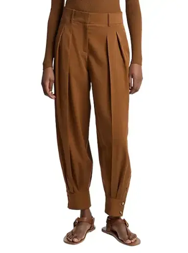 Michael Kors Collection Silk Gabardine Cuffed Carrot Trousers | Thumbnail 1 Michael Kors Collection Silk Gabardine Cuffed Carrot Trousers | Thumbnail 1