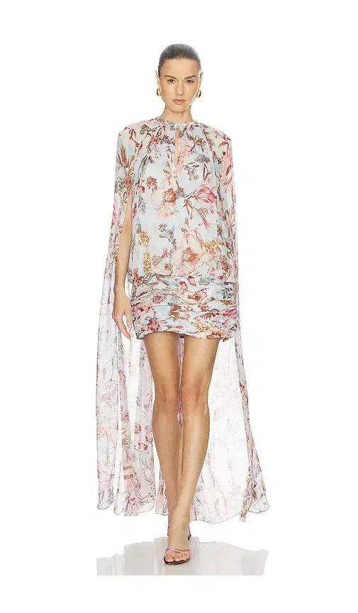 Ruched Cape Mini Dress