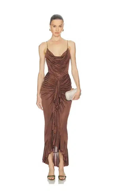 Atlein Ruffle Strappy Long Dress | Thumbnail 1