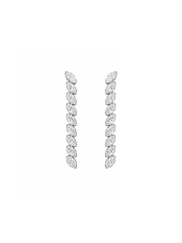 Wish Fine Jewelry 4.0ct Diamond 18K Gold Linear Earrings