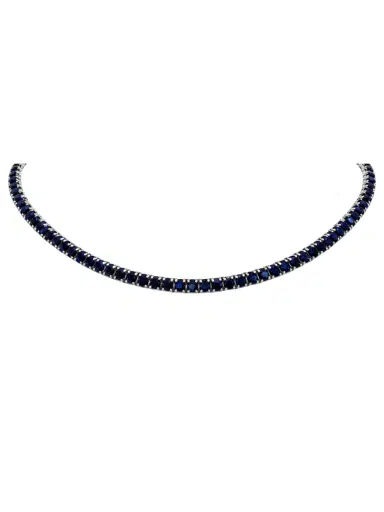 Wish Fine Jewelry 42.30ct Sapphire 14K Gold Oval Tennis Necklace | Thumbnail 1