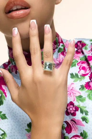 LISA NIK Greeen Beryl Diamond Ring | Thumbnail 6