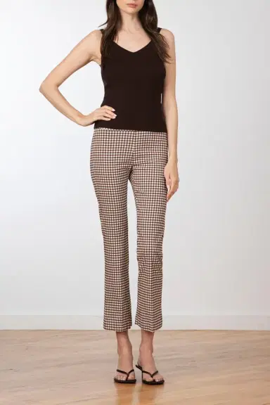 AVENUE MONTAIGNE Leo Crop Flare Pant - Brown White | Thumbnail 1