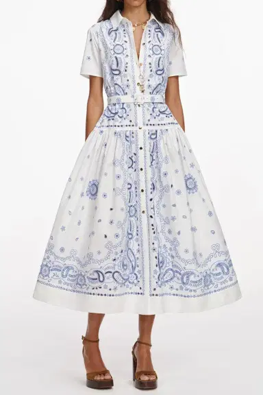 Self-Portrait Short Sleeve Embroidered Midi Dress | Thumbnail 2 Self-Portrait Short Sleeve Embroidered Midi Dress | Thumbnail 2