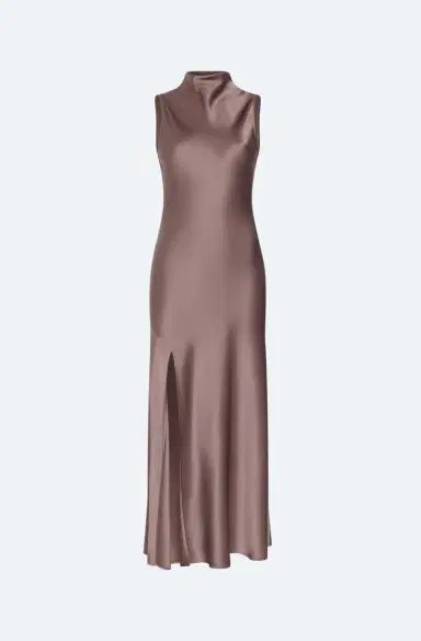 Lapointe Satin Drape Neck Sleeveless Gown | Thumbnail 4 Lapointe Satin Drape Neck Sleeveless Gown | Thumbnail 4