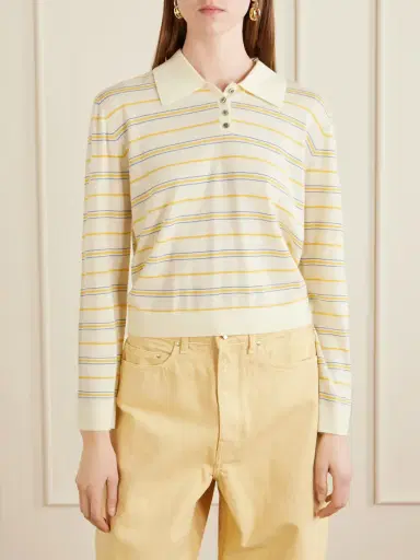 LESET James Striped Merino Wool Polo Shirt | Thumbnail 3 LESET James Striped Merino Wool Polo Shirt | Thumbnail 3