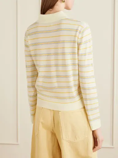 LESET James Striped Merino Wool Polo Shirt | Thumbnail 4 LESET James Striped Merino Wool Polo Shirt | Thumbnail 4