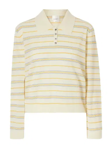 LESET James Striped Merino Wool Polo Shirt | Thumbnail 1 LESET James Striped Merino Wool Polo Shirt | Thumbnail 1