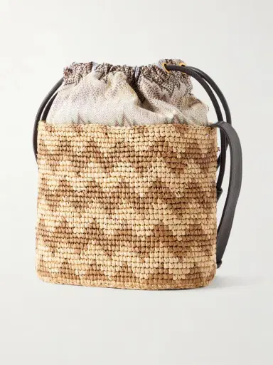 Missoni Small Striped Leather-trimmed Raffia Bucket Bag | Thumbnail 3 Missoni Small Striped Leather-trimmed Raffia Bucket Bag | Thumbnail 3