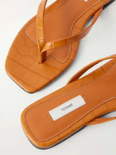 TOTEME Croc-effect Leather Flip Flops | Thumbnail 5