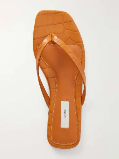 TOTEME Croc-effect Leather Flip Flops | Thumbnail 6