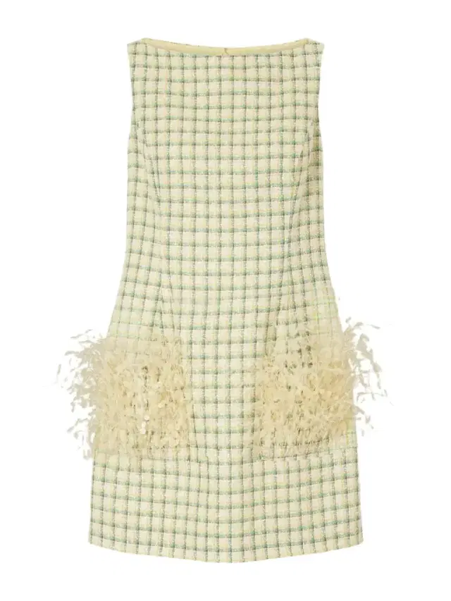 Sequin-embellished Feather-trimmed Checked Cotton-blend Tweed Mini Dress