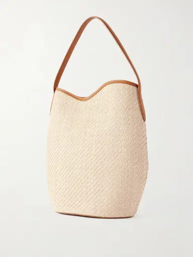 Liffner Buckled Leather-trimmed Woven Raffia Shoulder Bag | Thumbnail 4 Liffner Buckled Leather-trimmed Woven Raffia Shoulder Bag | Thumbnail 4