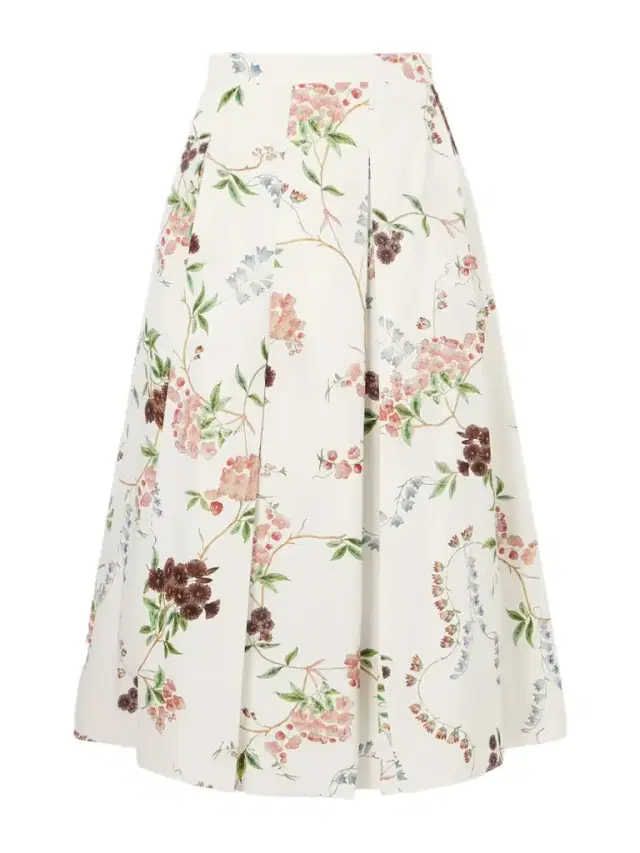 Floral-print Pleated Cotton Midi Skirt