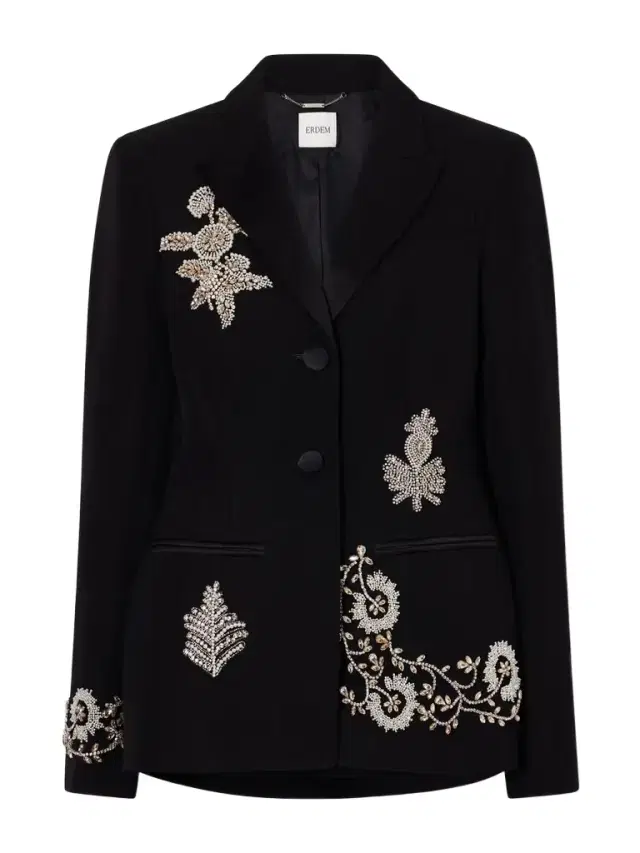 Embellished Grain De Poudre Wool Balzer