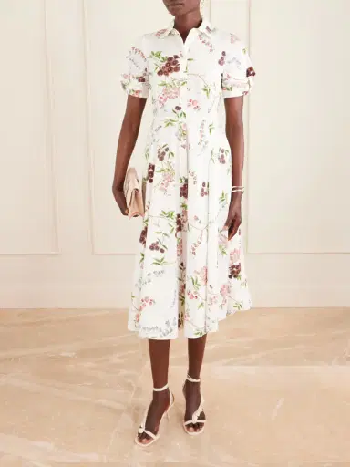 Erdem Pleated Floral-print Cotton-poplin Midi Shirt Dress | Thumbnail 2 Erdem Pleated Floral-print Cotton-poplin Midi Shirt Dress | Thumbnail 2