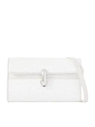 Savette Symmetry Leather-trimmed Woven Raffia Shoulder Bag | Thumbnail 1