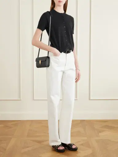 Savette Symmetry Leather-trimmed Woven Raffia Shoulder Bag | Thumbnail 2