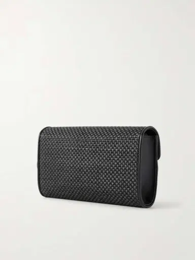 Savette Symmetry Leather-trimmed Woven Raffia Shoulder Bag | Thumbnail 4