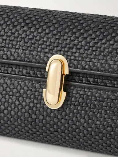 Savette Symmetry Leather-trimmed Woven Raffia Shoulder Bag | Thumbnail 5