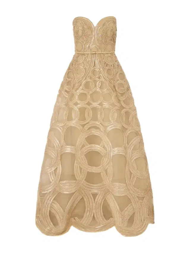 Elie Saab Strapless Sequin-embellished Raffia-trimmed Tulle Midi Dress