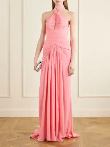 Elie Saab Pleated Silk-georgette Halterneck Gown | Thumbnail 2 Elie Saab Pleated Silk-georgette Halterneck Gown | Thumbnail 2
