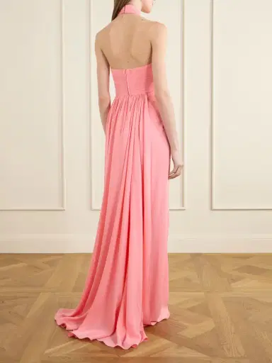 Elie Saab Pleated Silk-georgette Halterneck Gown | Thumbnail 3 Elie Saab Pleated Silk-georgette Halterneck Gown | Thumbnail 3