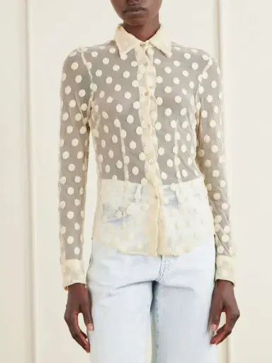 Dries Van Noten Polka-dot Cotton-blend Tulle Shirt | Thumbnail 3 Dries Van Noten Polka-dot Cotton-blend Tulle Shirt | Thumbnail 3