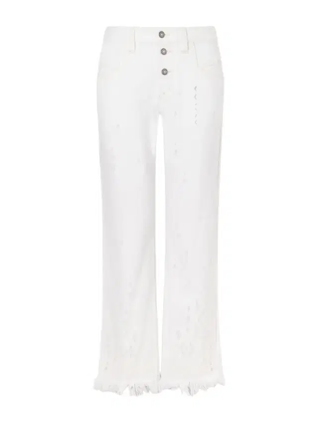 Amia High-waist Fringed Embroidered Organic Straight-leg Jeans