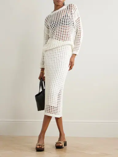 Max Mara Crocheted Cotton Sweater | Thumbnail 2 Max Mara Crocheted Cotton Sweater | Thumbnail 2