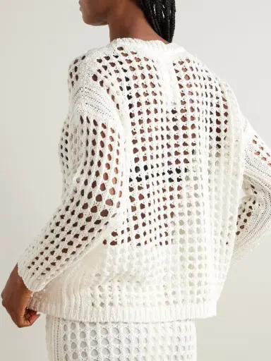 Max Mara Crocheted Cotton Sweater | Thumbnail 3 Max Mara Crocheted Cotton Sweater | Thumbnail 3