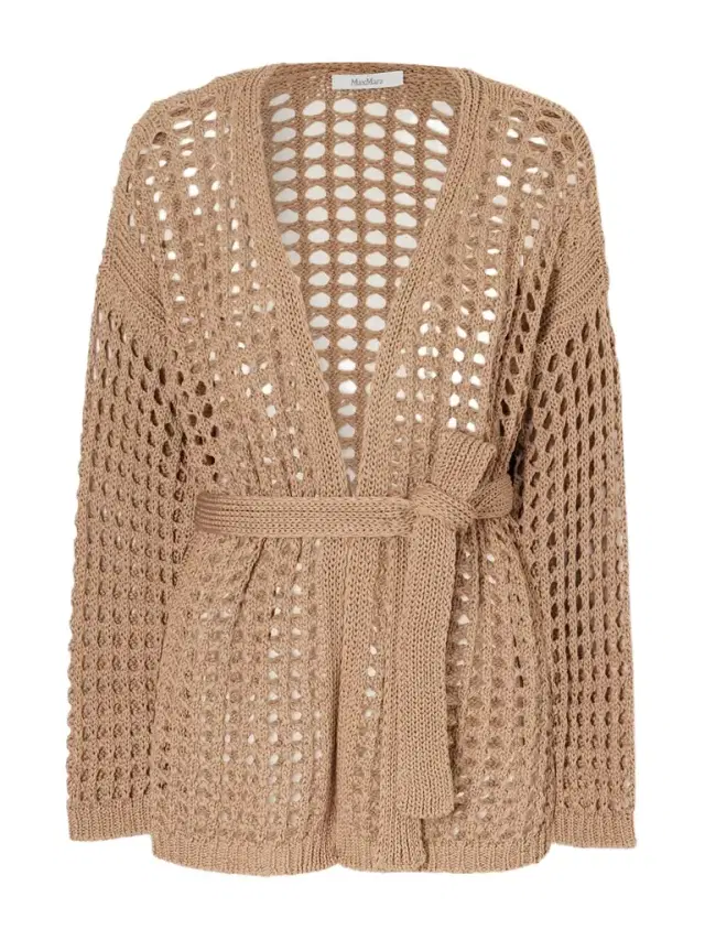 Belted Open-knit Cotton Cardigan