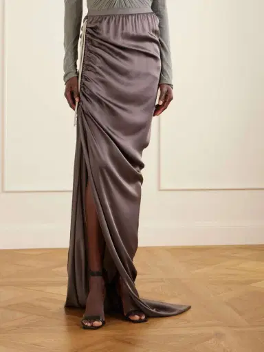 Rick Owens Edfu Gathered Satin Maxi Skirt | Thumbnail 3 Rick Owens Edfu Gathered Satin Maxi Skirt | Thumbnail 3