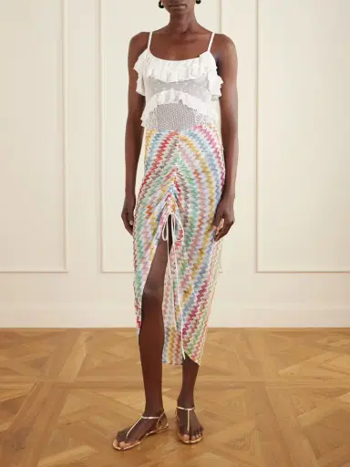 Missoni Gathered Striped Metallic Crochet-knit Midi Skirt | Thumbnail 2
