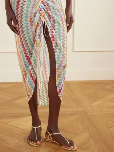 Missoni Gathered Striped Metallic Crochet-knit Midi Skirt | Thumbnail 3