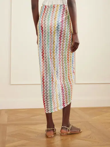 Missoni Gathered Striped Metallic Crochet-knit Midi Skirt | Thumbnail 4