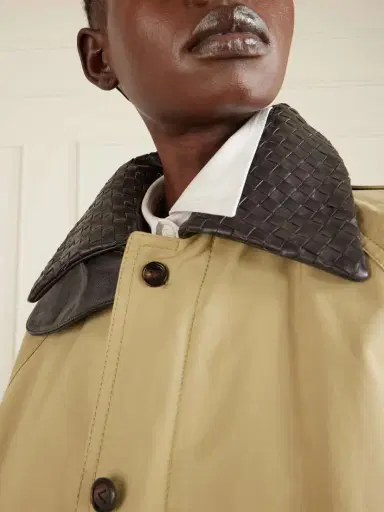 Bottega Veneta Intrecciato Leather-trimmed Cotton-twill Jacket | Thumbnail 4