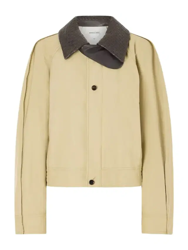Intrecciato Leather-trimmed Cotton-twill Jacket