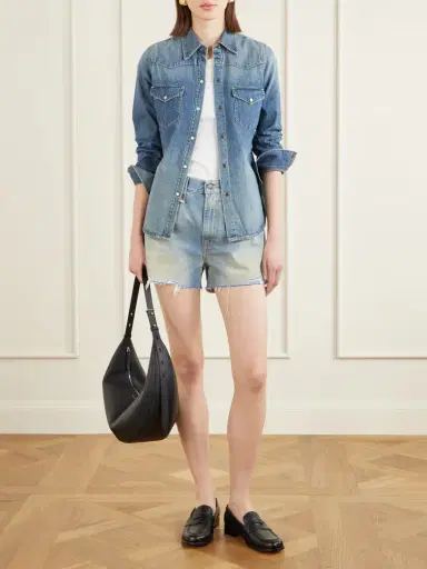 R13 X-bf Frayed Denim Shorts | Thumbnail 2 R13 X-bf Frayed Denim Shorts | Thumbnail 2