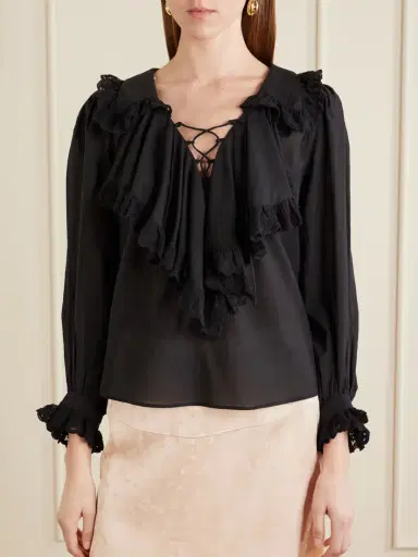 Rixo Milia Shirred Cotton-blend Blouse | Thumbnail 3 Rixo Milia Shirred Cotton-blend Blouse | Thumbnail 3