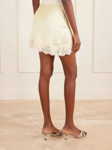 DÔEN Giulietta Lace-trimmed Silk-charmeuse Mini Skirt | Thumbnail 4 DÔEN Giulietta Lace-trimmed Silk-charmeuse Mini Skirt | Thumbnail 4