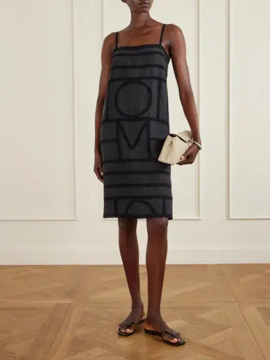 TOTEME Embroidered Silk Midi Dress | Thumbnail 2 TOTEME Embroidered Silk Midi Dress | Thumbnail 2
