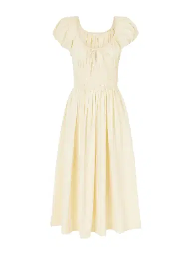 DÔEN Quinn Smocked Organic Cotton-poplin Midi Dress | Thumbnail 1 DÔEN Quinn Smocked Organic Cotton-poplin Midi Dress | Thumbnail 1