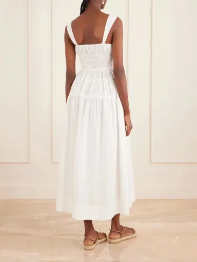 DÔEN Clover Shirred Organic Cotton-poplin Midi Dress | Thumbnail 3