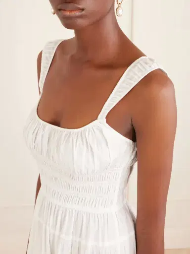 DÔEN Clover Shirred Organic Cotton-poplin Midi Dress | Thumbnail 4