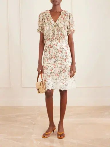 DÔEN Salona Pintucked Ruffled Floral-print Silk-georgette Blouse | Thumbnail 2